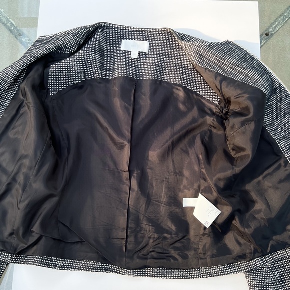 Hugo Boss Classic Leather Trimmed Tweed Collarless Jacket 12 - Picture 5 of 10